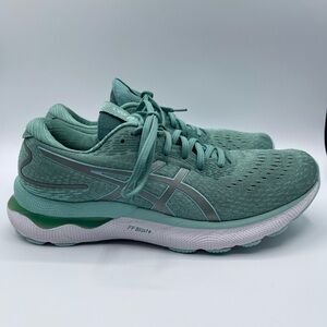 Asics Gel Nimbus 24 Women SZ 11 Green Turquoise Walking Athletic Running Shoes